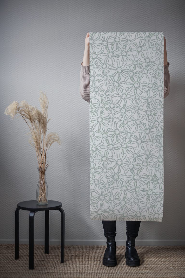 Floral Lace_sage green tapetit roll