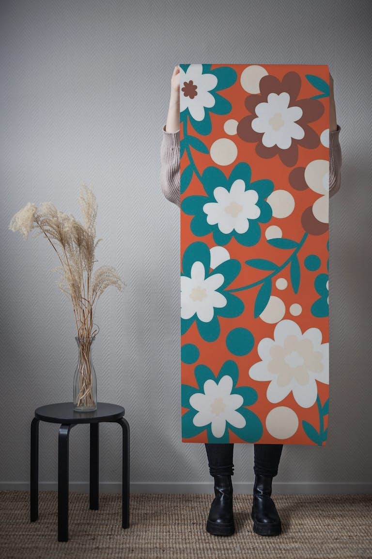 Bright flower pattern accent tapeta roll