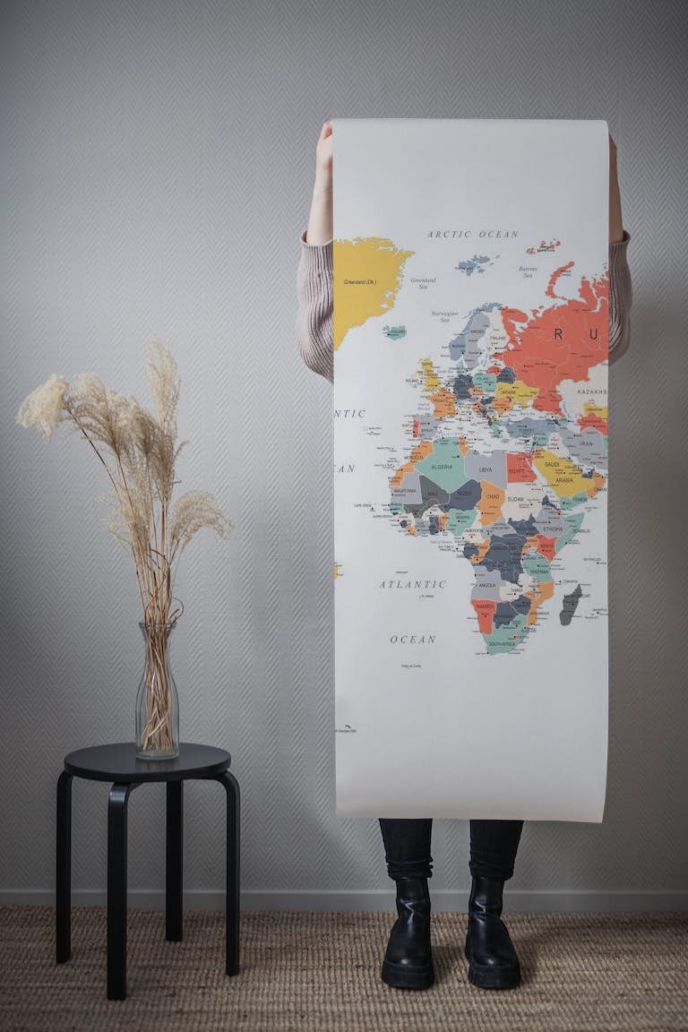 World Map in Happy Colors papel pintado roll