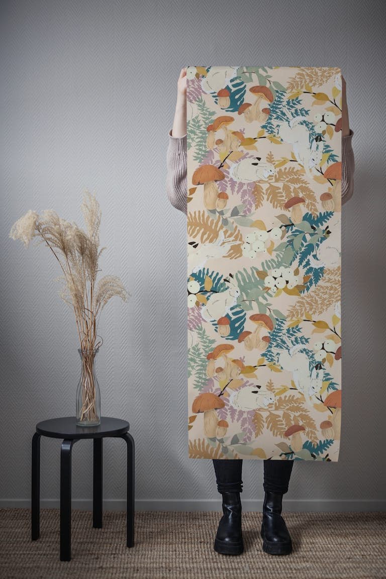 Rabbits and autumn nature papiers peint roll