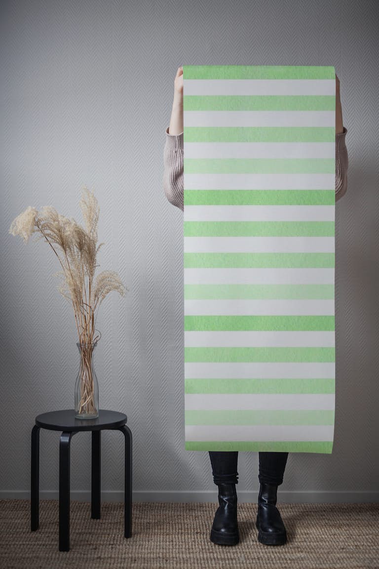 Mint green striped papel pintado roll