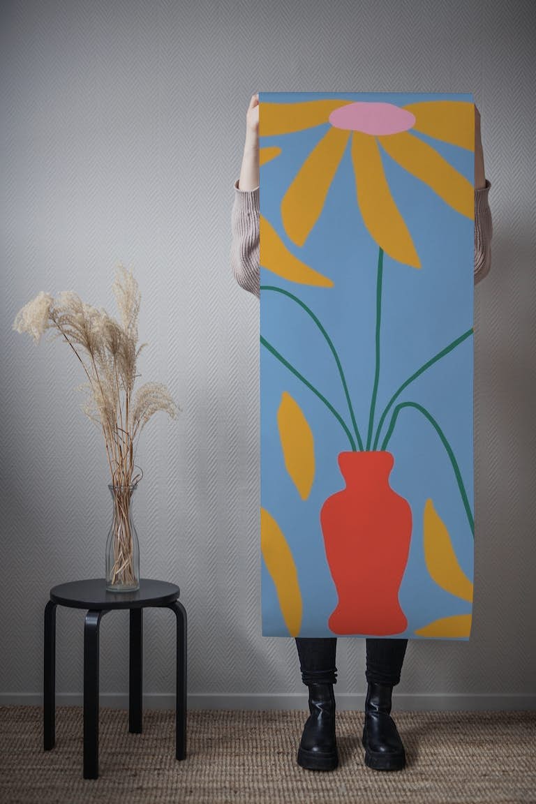 Large Mid Century Floral ταπετσαρία roll