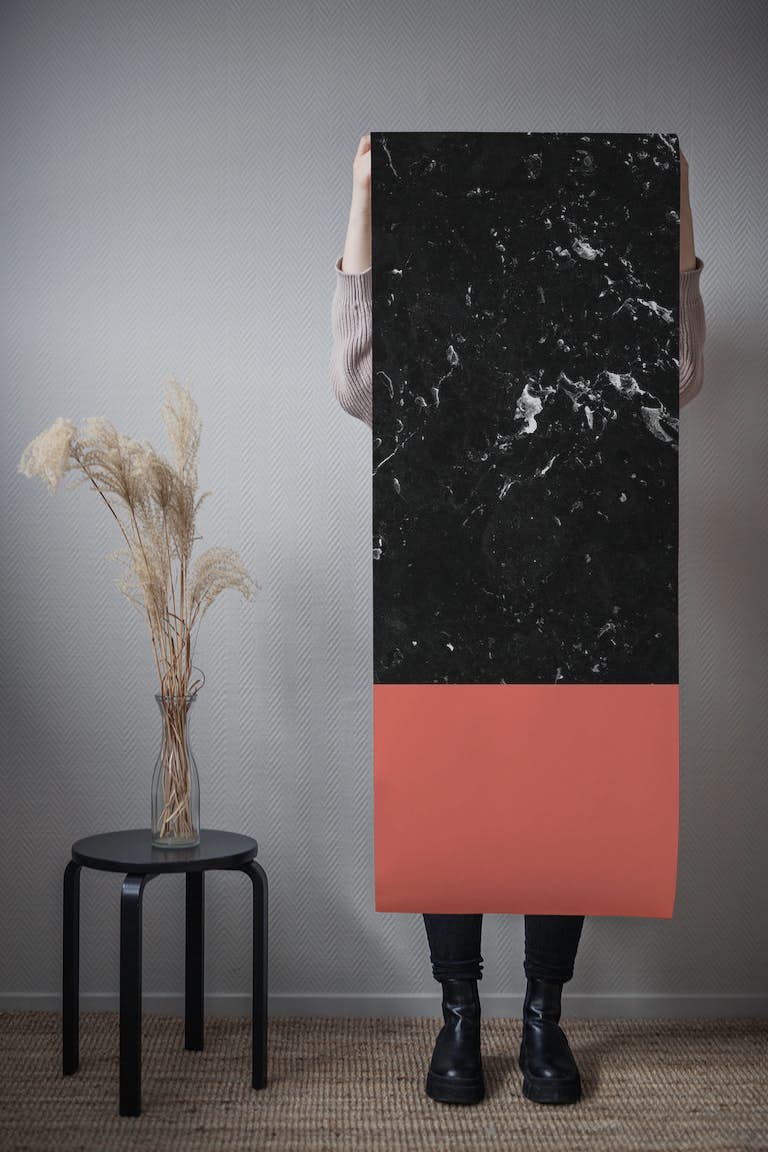 Living Coral Black Marble 1 tapete roll