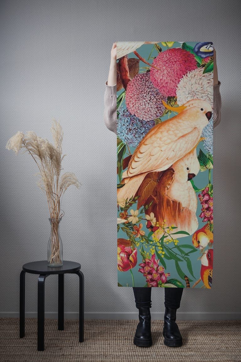Floral and Animals pattern tapeta roll