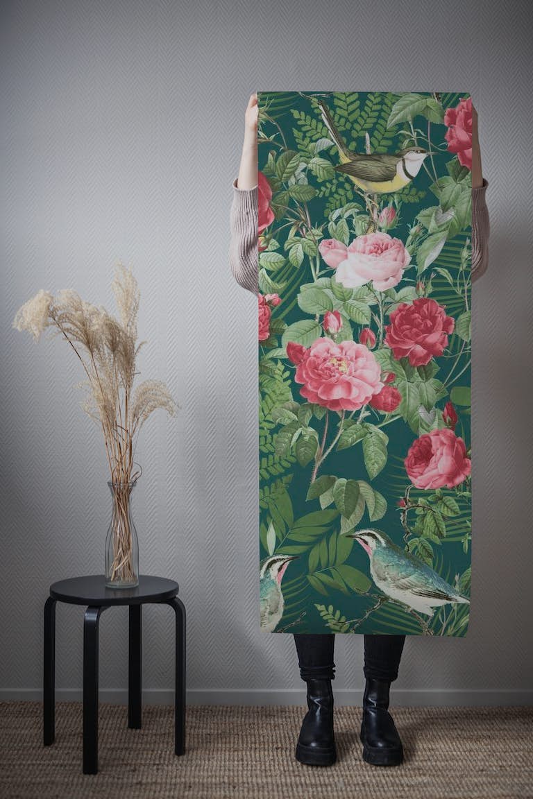 Vintage Redoute Roses Green ταπετσαρία roll