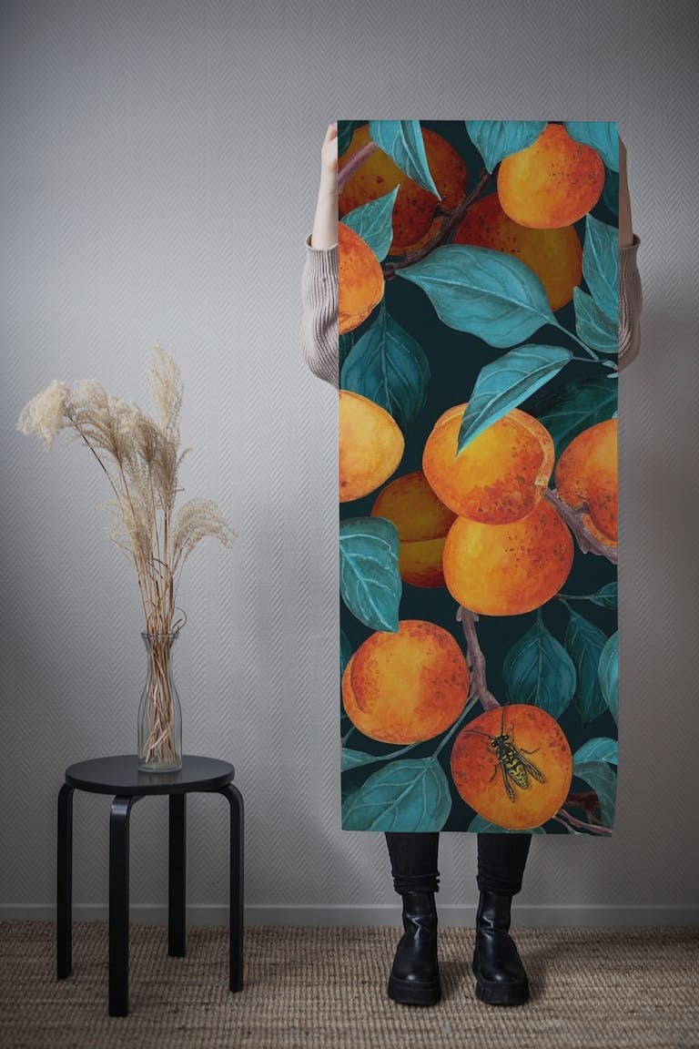 Apricot garden tapet roll