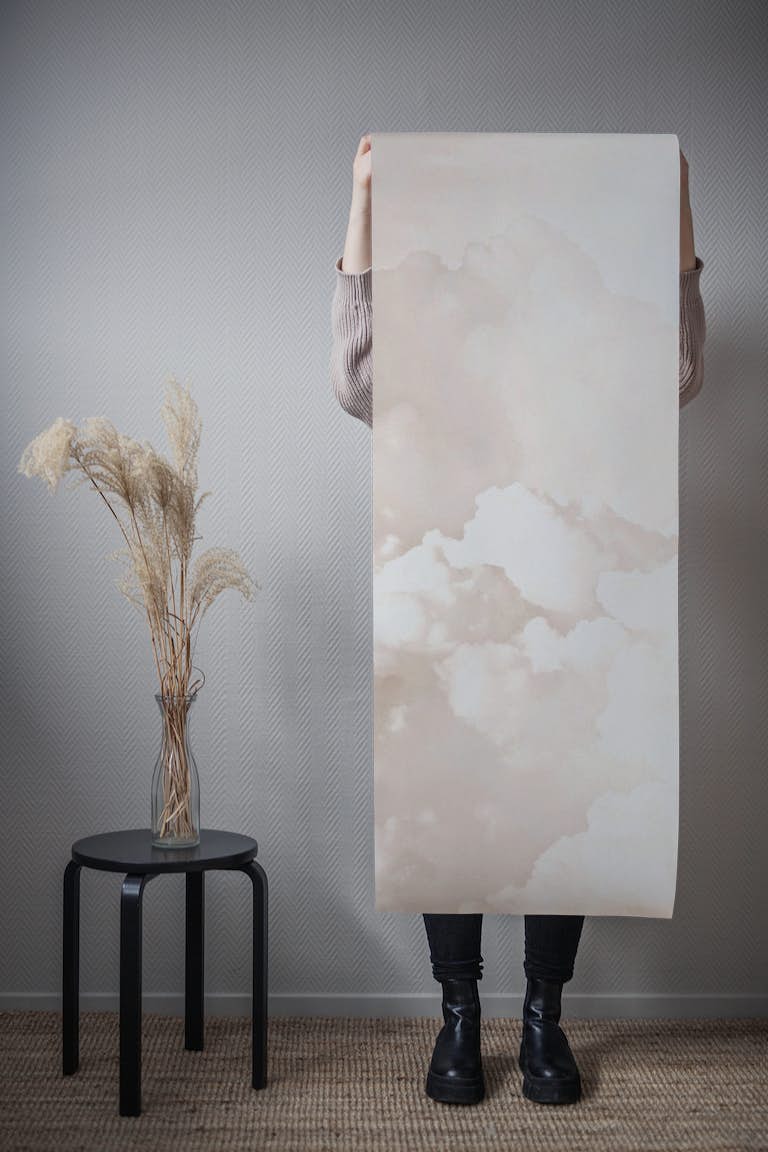 Beige Clouds Wallpaper - Cotton Clouds wall mural by Monika