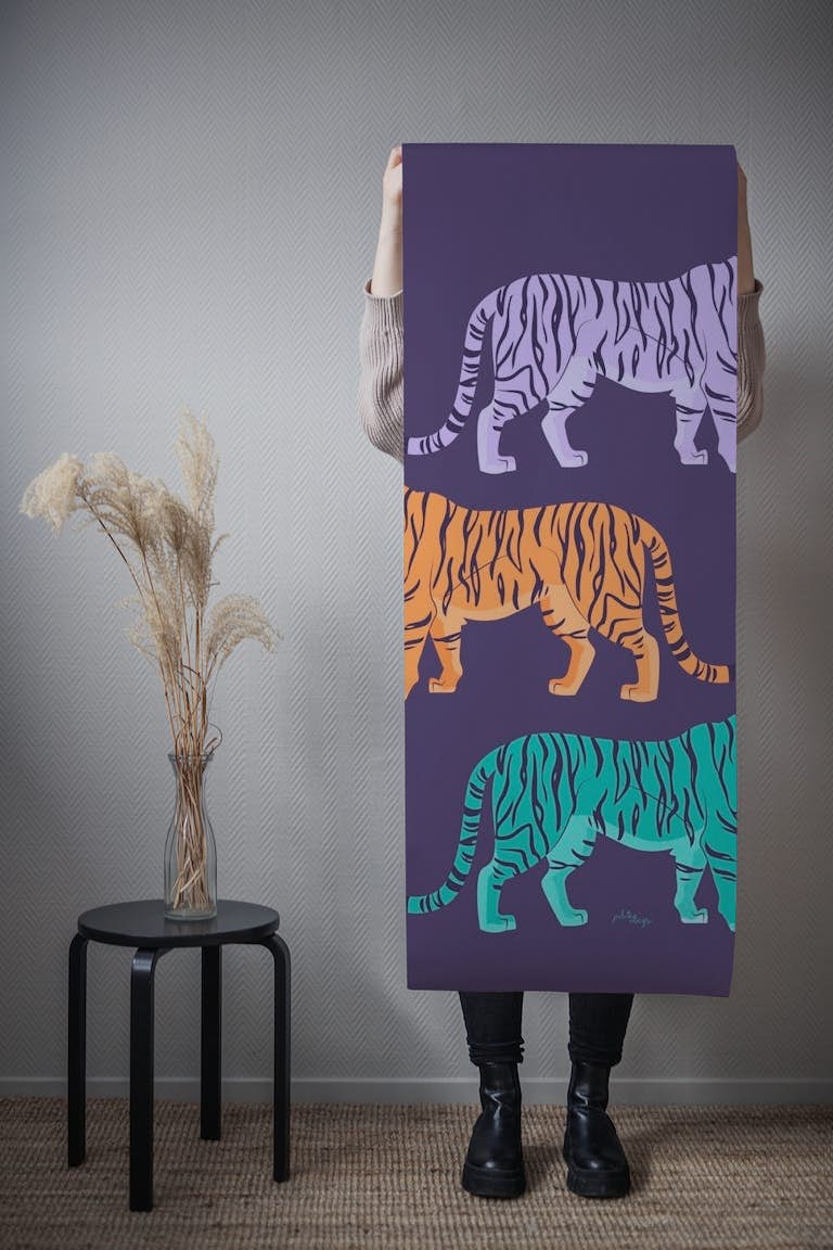 Three Tigers Purple behang roll