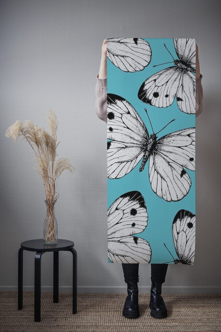 Cabbage butterfly pattern papel pintado roll