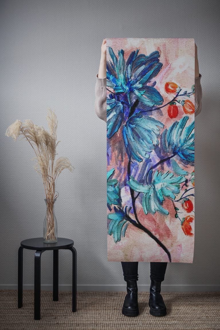 Painting of Blue Flowers papel pintado roll