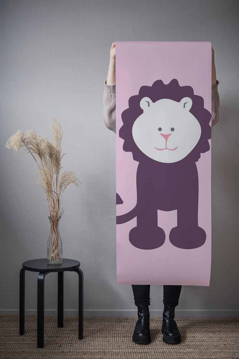 Powder Pink Purple Lion wallpaper roll