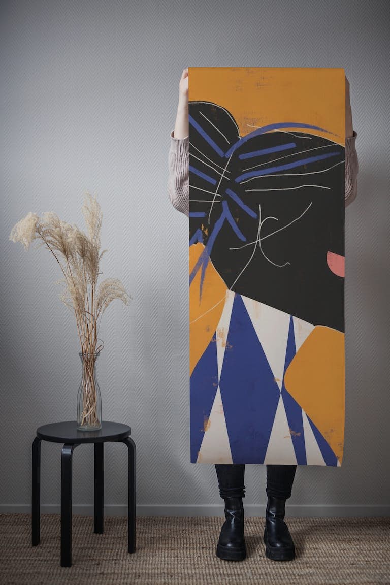 Woman Abstract Blue tapeta roll