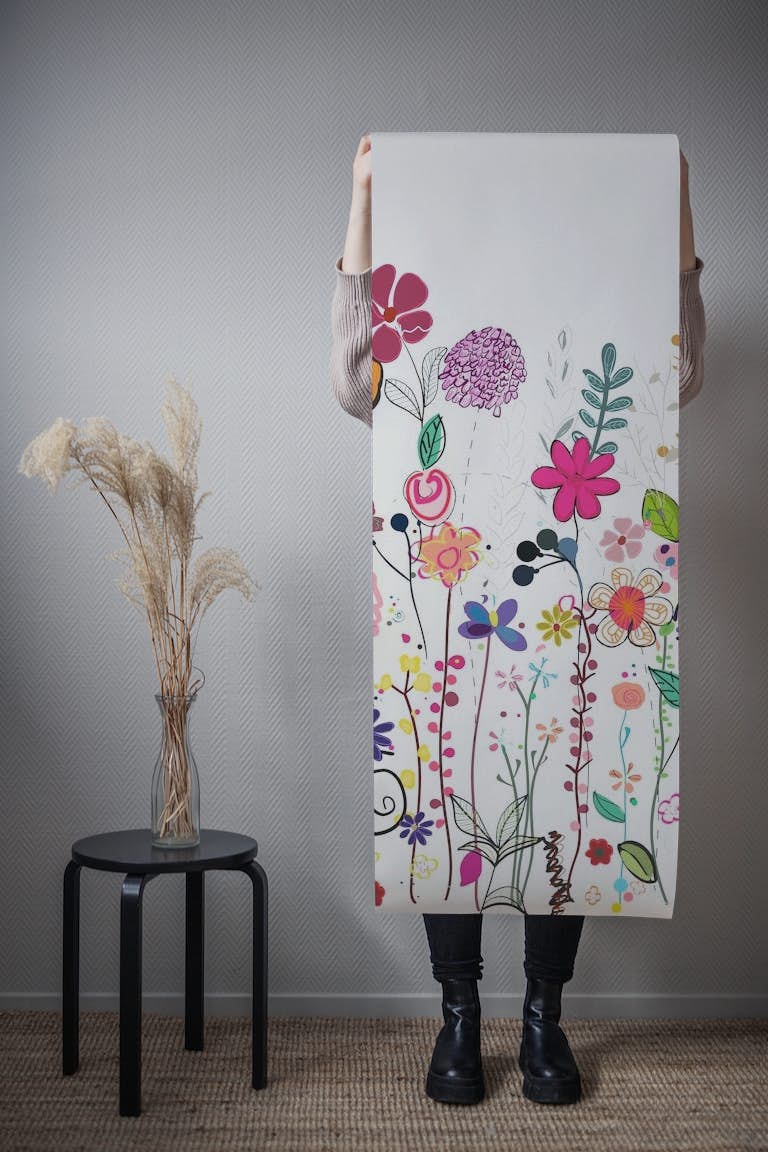 Colorful wildflowers field papel de parede roll