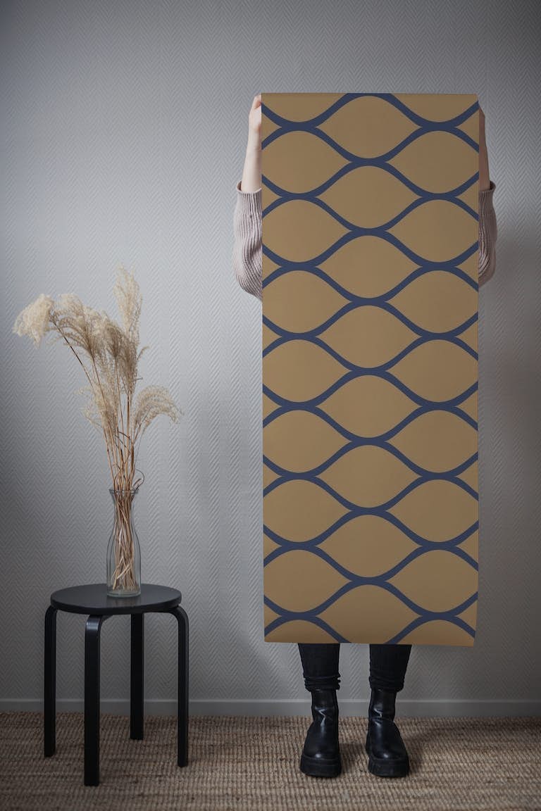 Mustard Mocha Ogee Pattern tapety roll