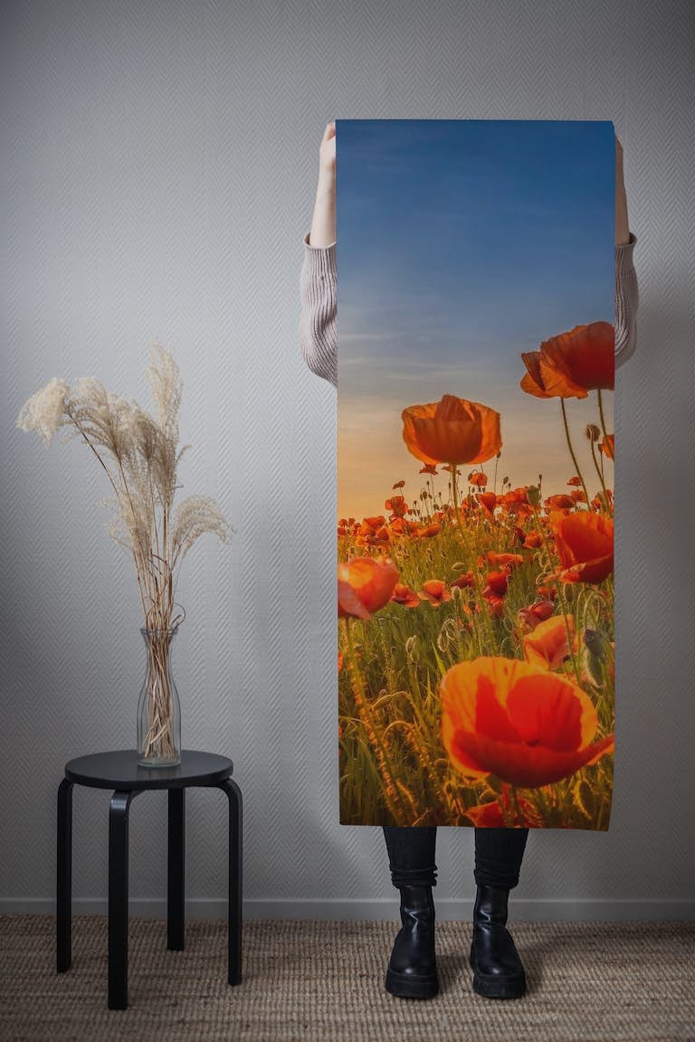 Poppies in the sunset papel pintado roll