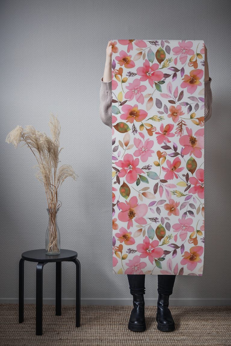 Summer Tropical Coral Floral tapeta roll
