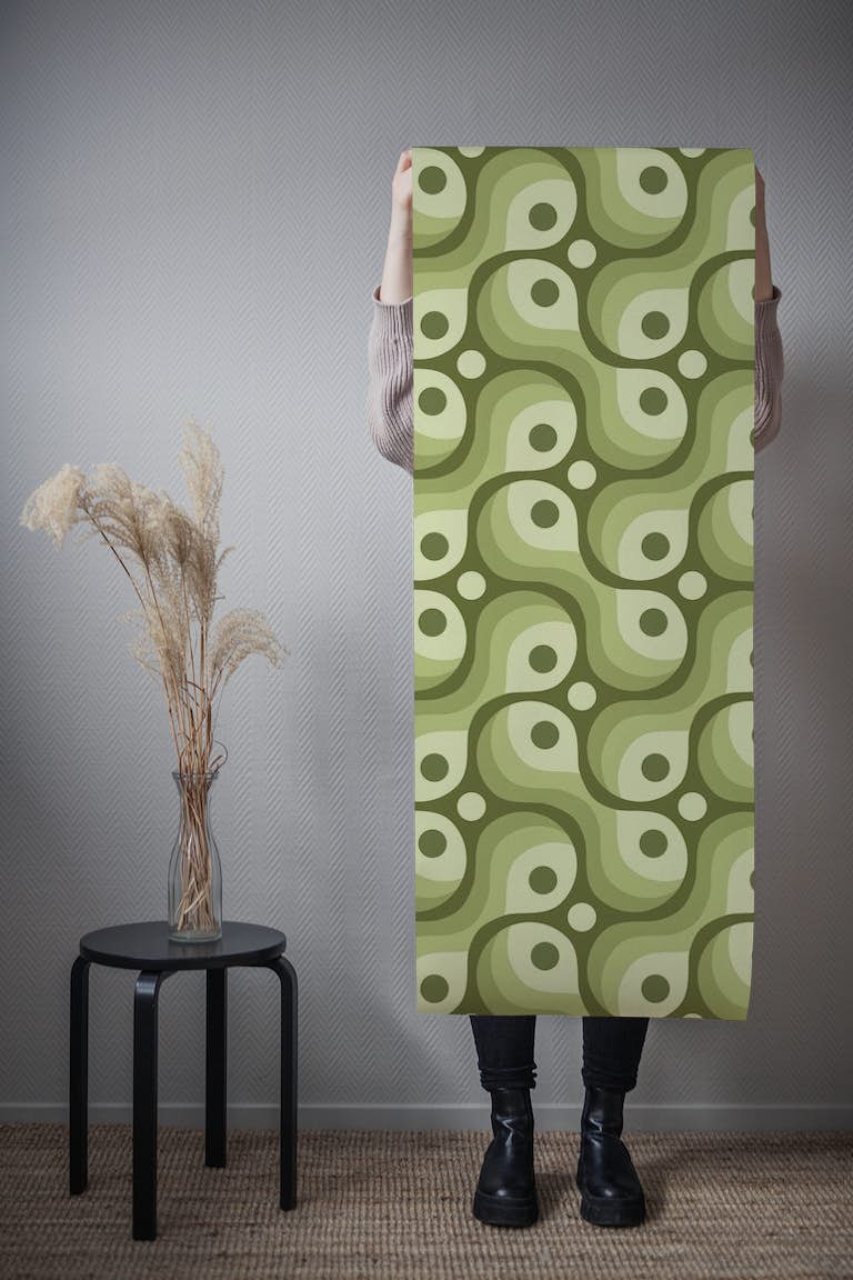 2200 Green abstract pattern behang roll