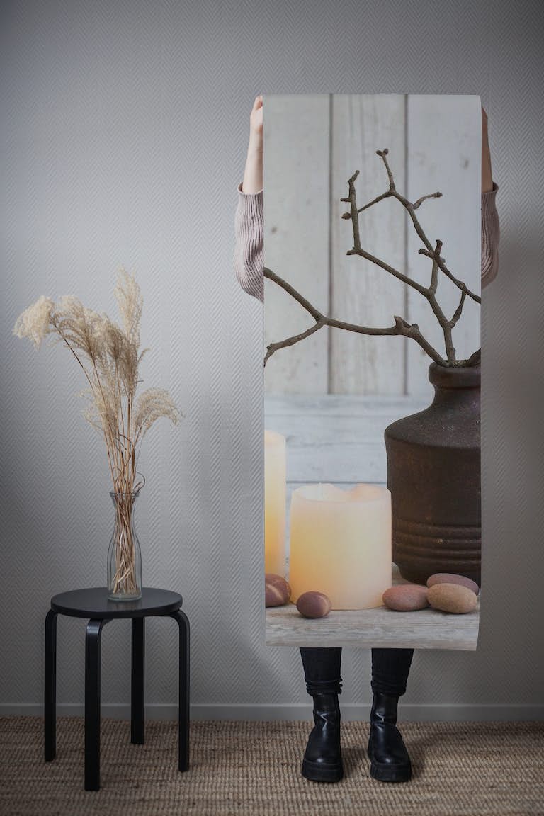 Rustic Decoration With Candles behang roll