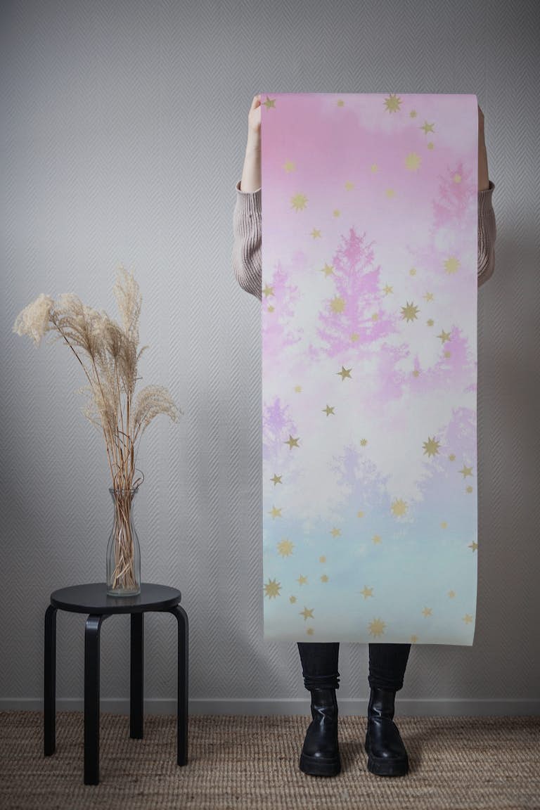 Starry Unicorn Pastel Forest 1 behang roll