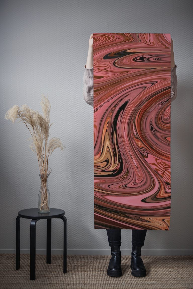 Pink marble wave tapetit roll