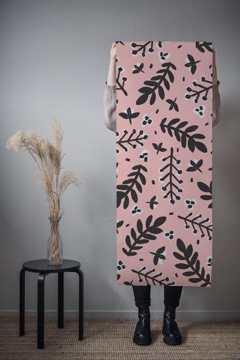 Branches And Berries (Pink) tapeta roll