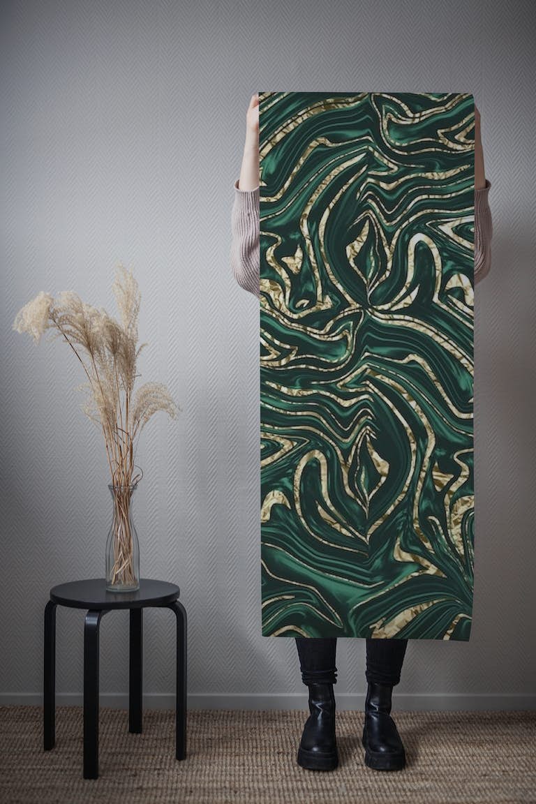 Emerald Green Gold Marble 2a ταπετσαρία roll