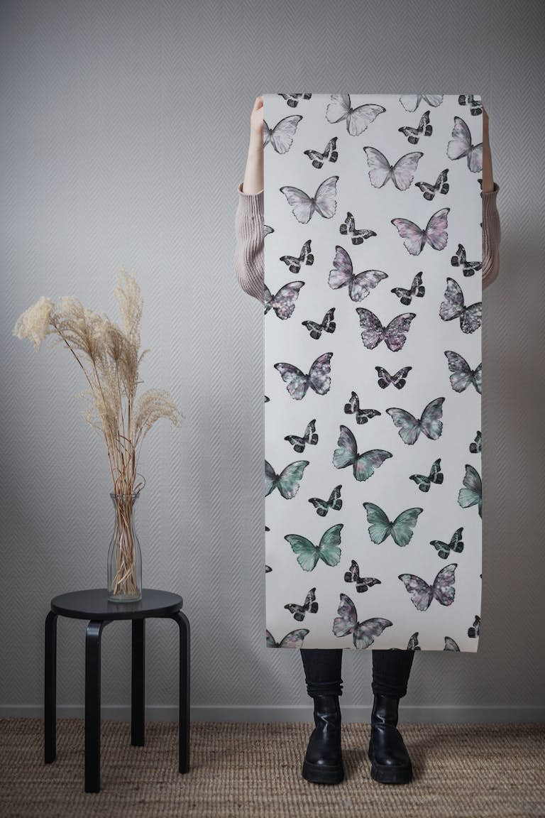 Dreamy Iridescent Butterfly Pattern 1 behang roll
