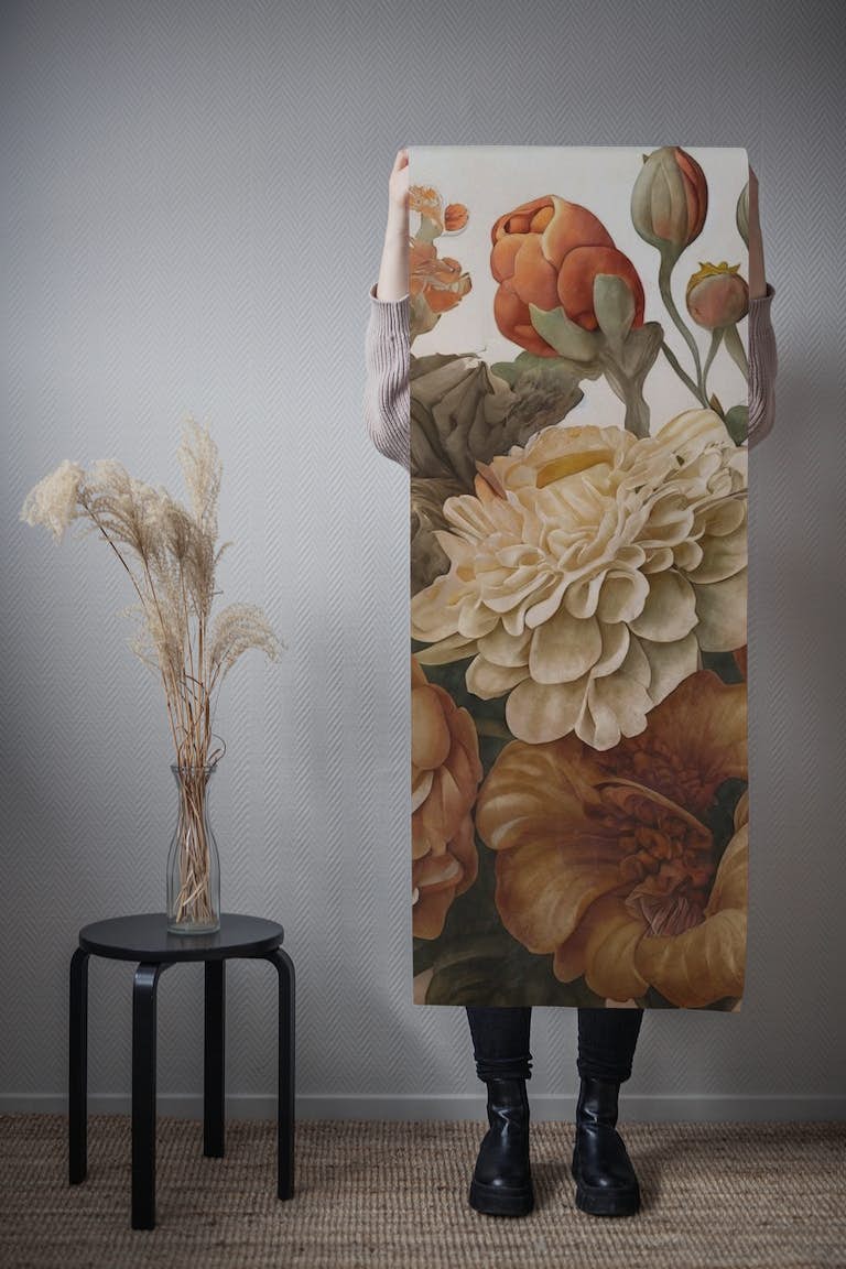 Large autumn bouquet of flowers tapetit roll