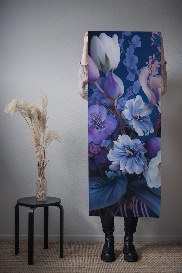 Huge blue florals ταπετσαρία roll