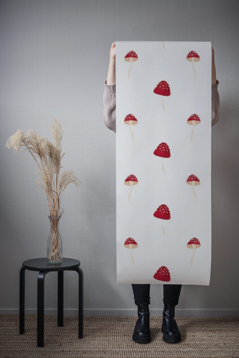 Crimson Caps: Whimsical Red Top Mushroom Pattern ταπετσαρία roll
