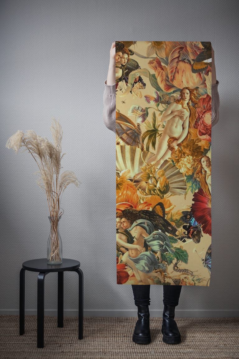 Venus and Floral Pattern behang roll
