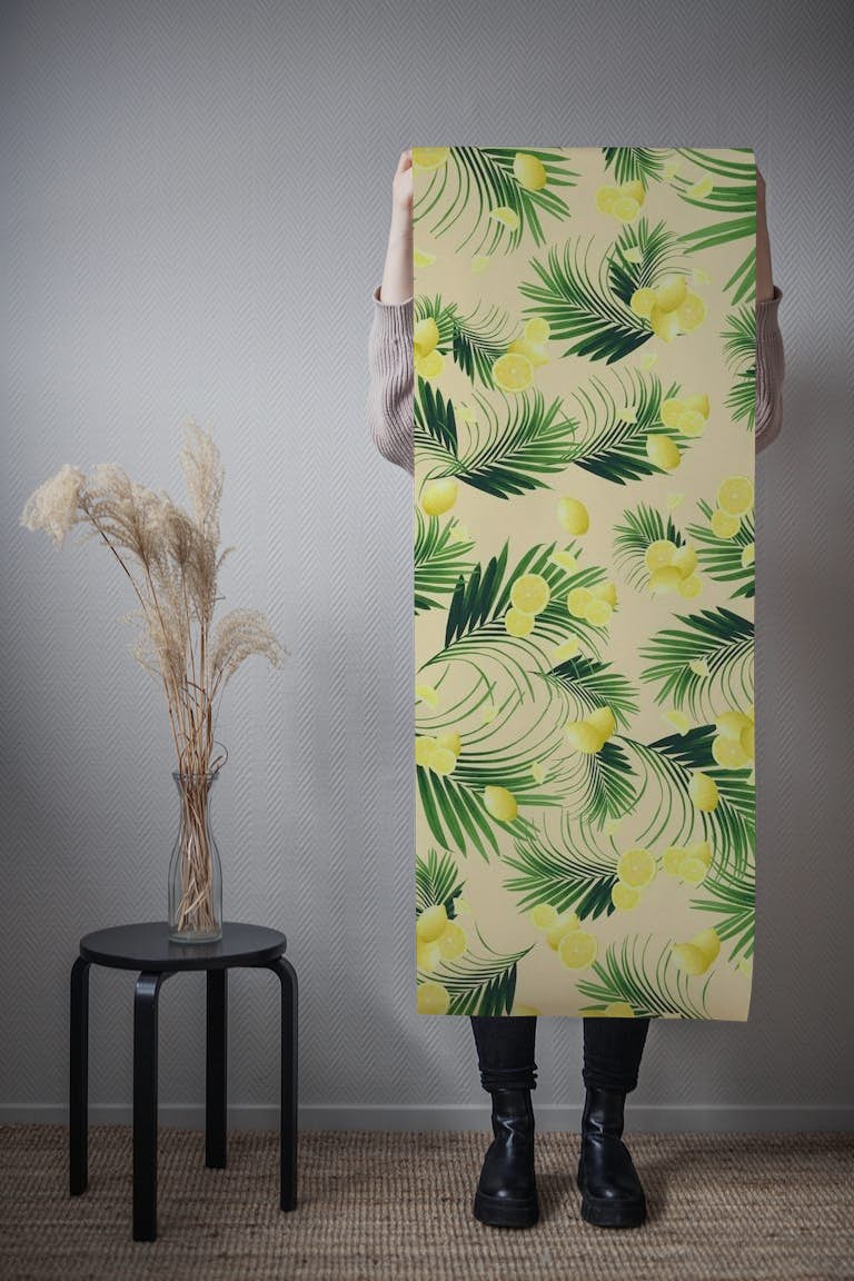 Palm Leaves Lemon Summer 1 wallpaper roll