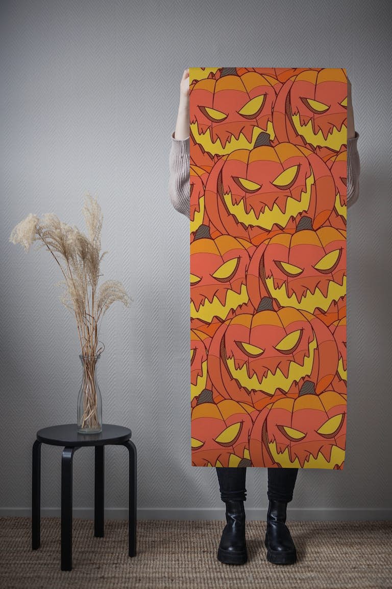 Halloween pumpkin carvings papel pintado roll