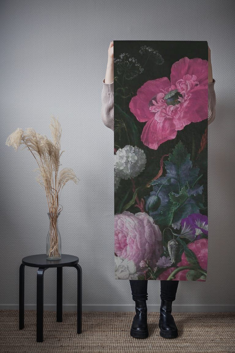 Moody Pink Dutch Florals I papel de parede roll