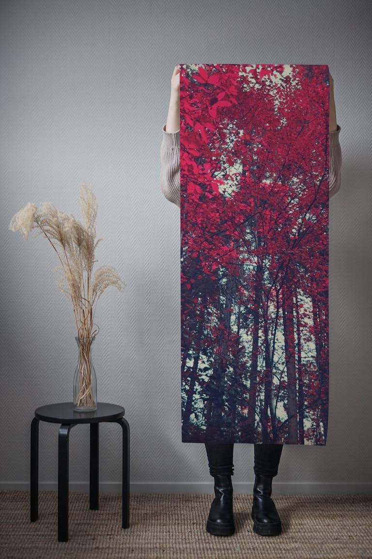 Forest Red Autumn Trees tapeta roll
