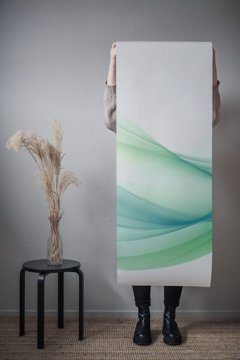 Abstract Dreamy Waves Pastel Green tapet roll