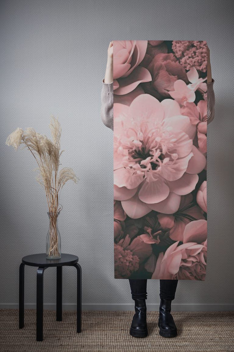 Opulent Baroque Flowers Romantic Pastel Pink tapety roll