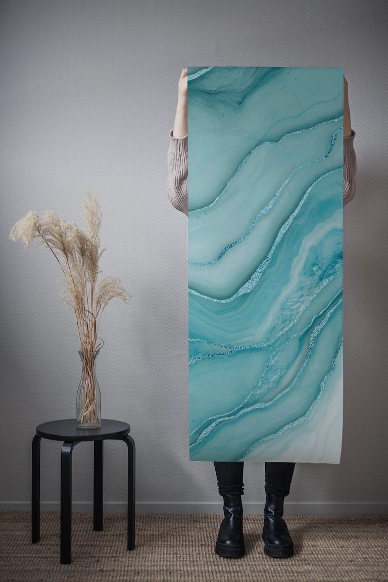 Maginficent Marble Aqua Blue Luxury papiers peint roll