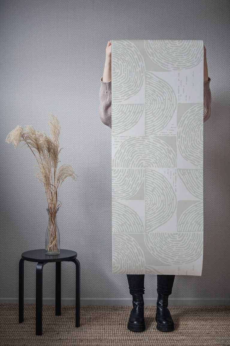 Offwhite white wood block print tapetit roll