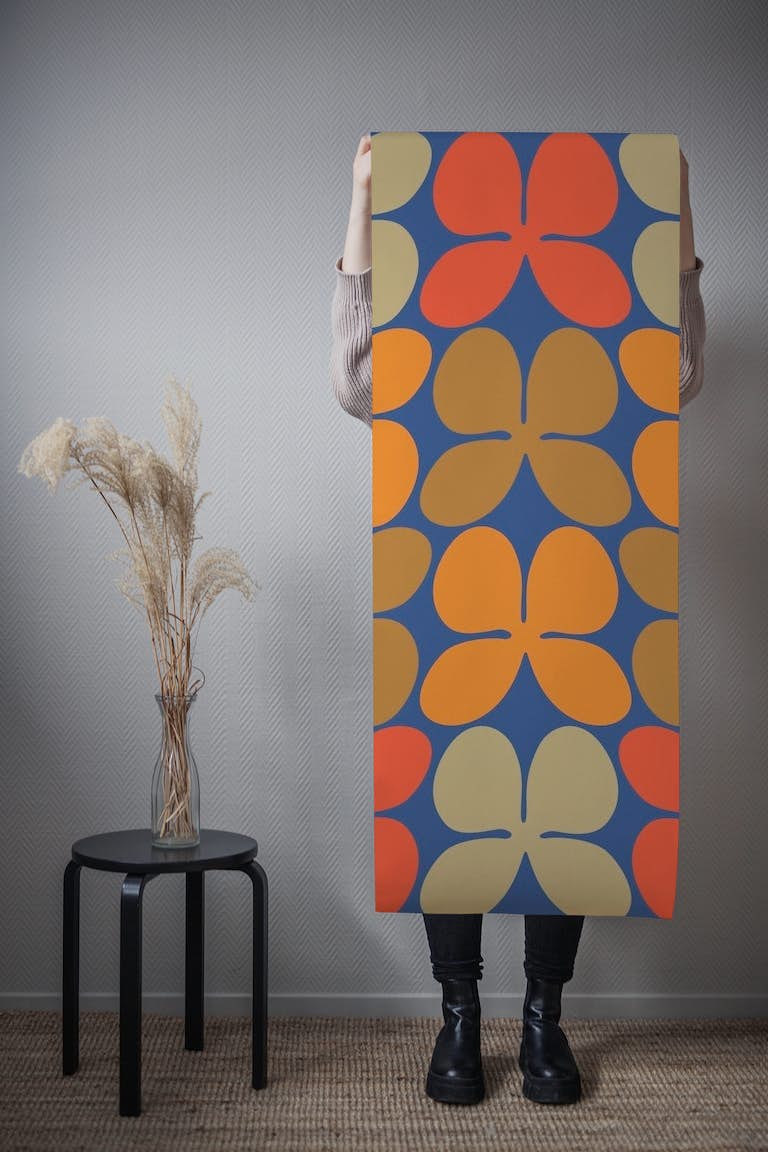 Retro Mid Century Flower Pattern tapete roll