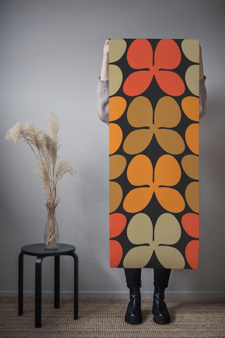 Swedish Mid Century Fall Flower Pattern tapetit roll