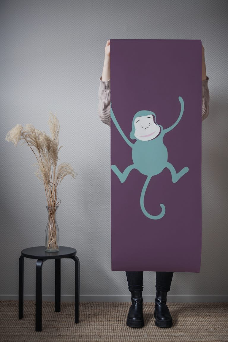 Plum solid colour monkey art papel pintado roll