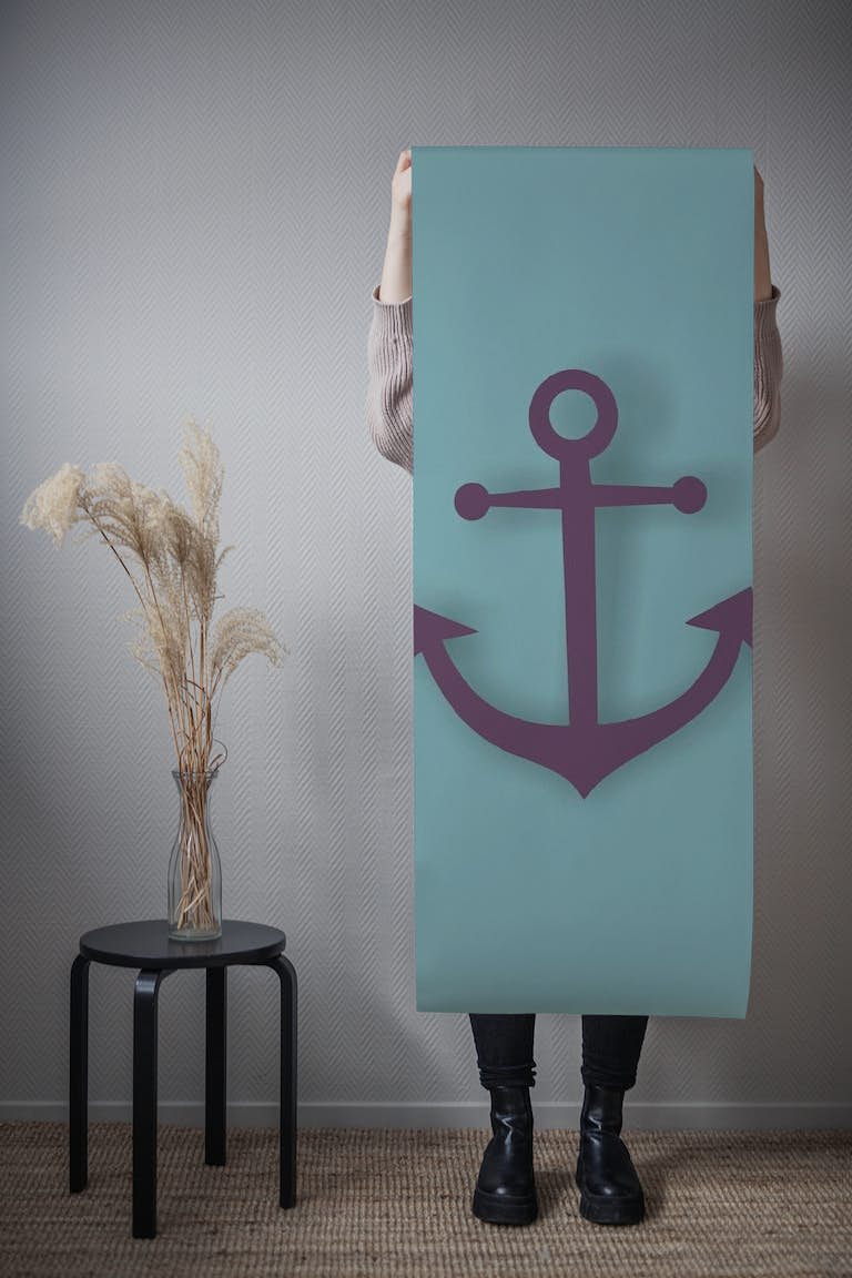 Mint green solid color anchor behang roll