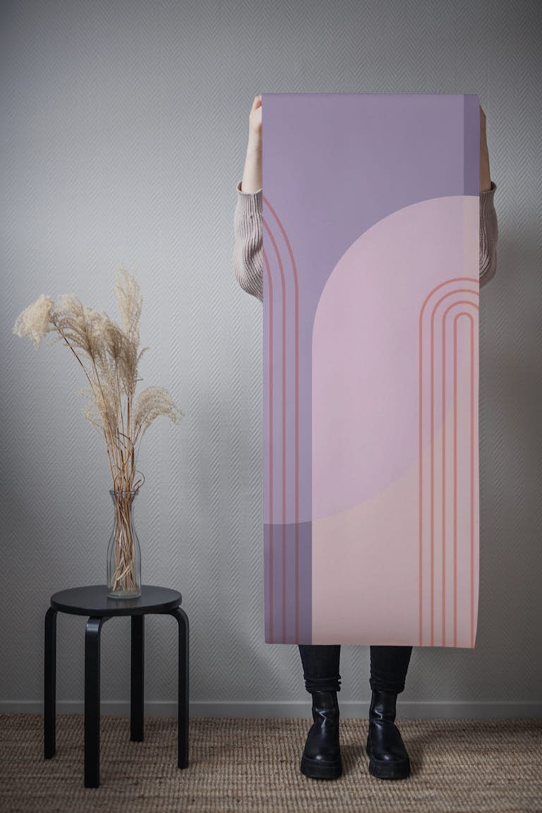 Abstract Arches in Pink and Purple carta da parati roll