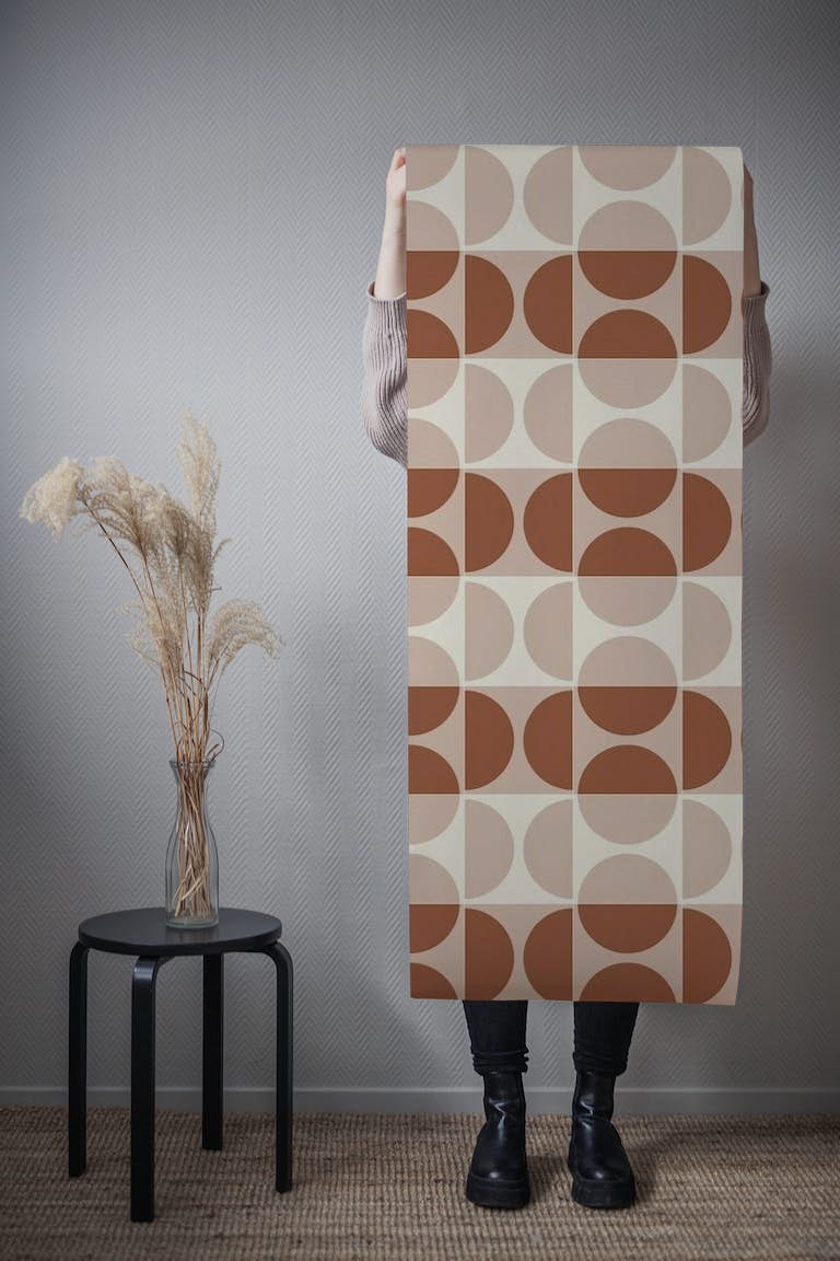 Cotto Tiles Cinnamon and Powder Lines wallpaper roll