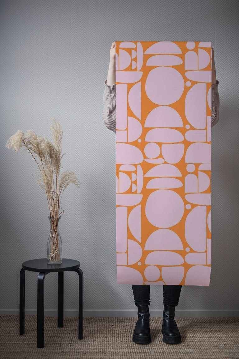 Pink Orange Cutout Shapes wallpaper roll