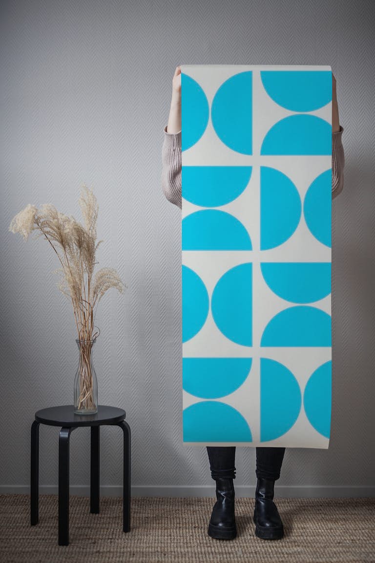 Turquoise Bauhaus wallpaper roll