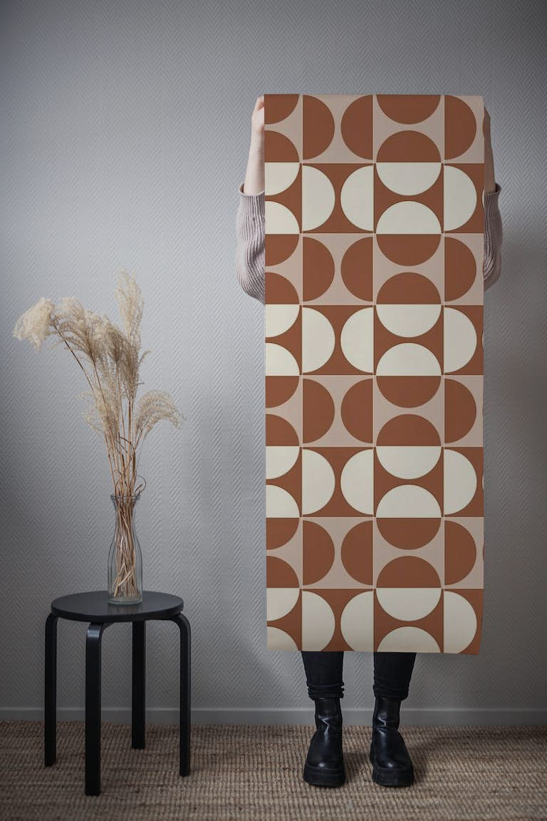 Cotto Tiles Cinnamon and Cream Combo Lines wallpaper roll