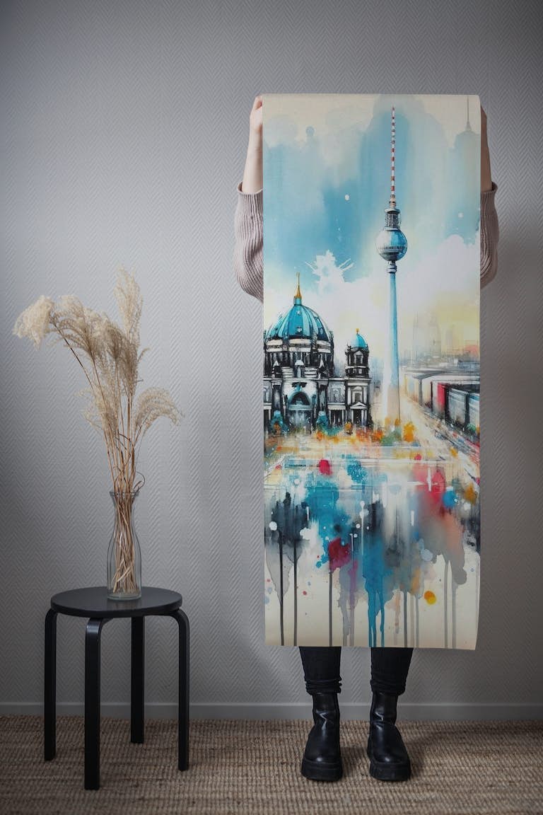 Watercolor Modern Architecture In Berlin tapetit roll