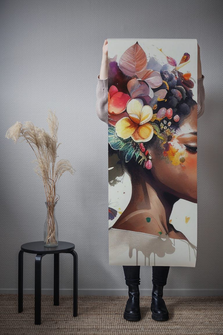 Watercolor Butterfly African Woman #6 wallpaper roll
